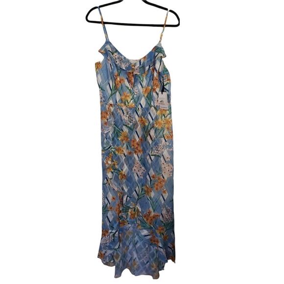 Kensie Printed Ruffled Lined Sleeveless Maxi Hi-Low Dress - Picture 2 of 13